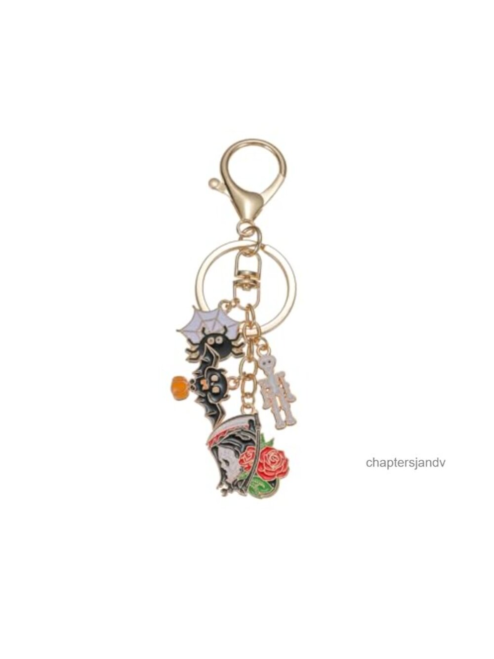 Halloween Skull Keychain Charm Metal Lobster Clasp Keyring Bag Purse Decor